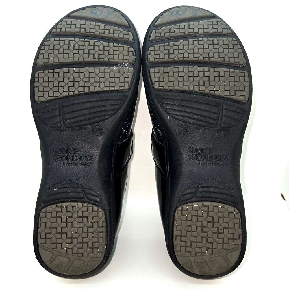 Dansko Work Wonders Comfort Clogs Multicolor Patent Leather Slip Resistant EU 38 - Picture 10 of 13